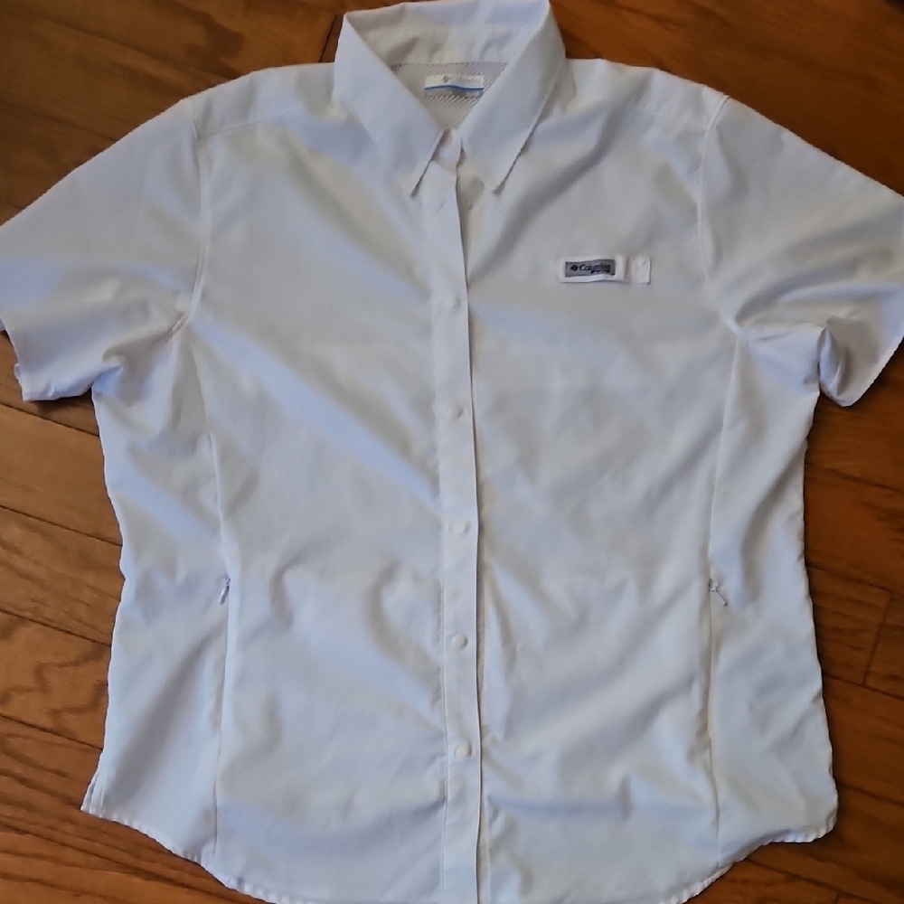 COLUMBIA WOMENS PFG TAMIAMI II WHITE SHORT SLEEVE SHIRT sz XL